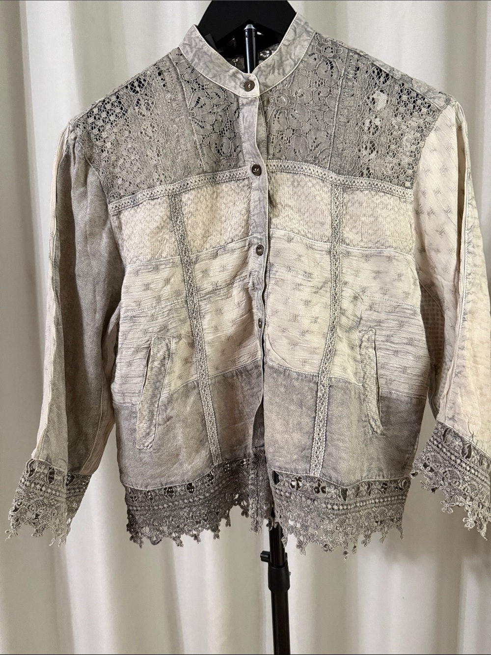 Latte Crochet Patchwork Top/Jacket